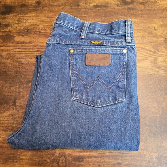 Wrangler Jeans Mens 35x36 Measures 35x35 Slim 36MWZ Western Heavy Weight Denim - Picture 1 of 12
